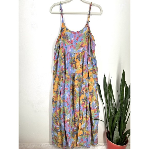 Yesno Dresses & Skirts - Lightweight Gauzy Cotton Boho Hippie Dress Womens 2XL Maxi Floral Colorful Flowy